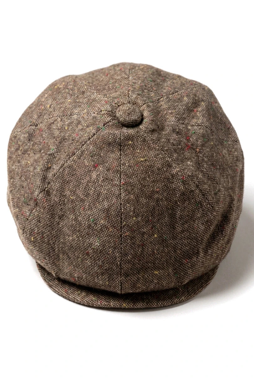 Gorra Baker Boy de 8 paneles, sombrero Shelby, lana tweed, clásico marrón, navaja