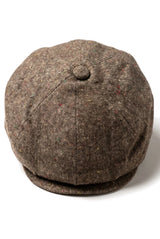 Gorra Baker Boy de 8 paneles, sombrero Shelby, lana tweed, clásico marrón, navaja