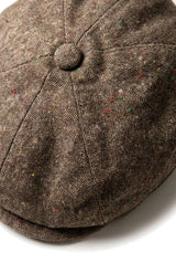 Gorra Baker Boy de 8 paneles, sombrero Shelby, lana tweed, clásico marrón, navaja