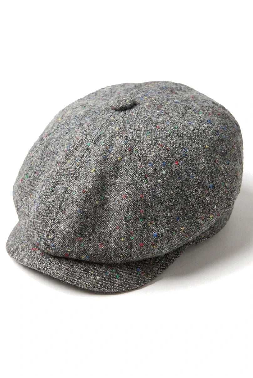 Gorra Baker Boy de 8 paneles, sombrero Shelby, lana tweed, gris clásico Razor