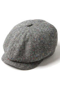 Gorra Baker Boy de 8 paneles, sombrero Shelby, lana tweed, gris clásico Razor