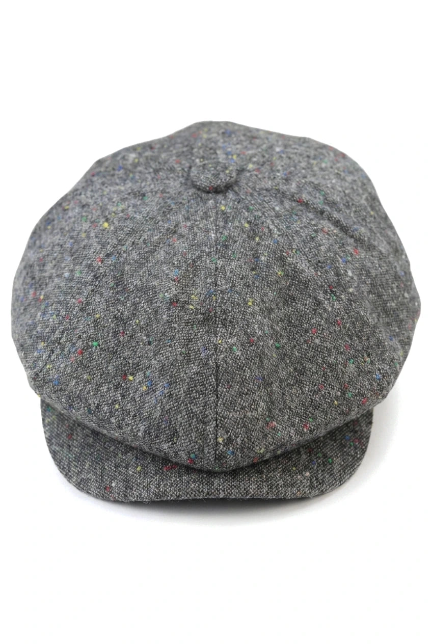 Gorra Baker Boy de 8 paneles, sombrero Shelby, lana tweed, gris clásico Razor