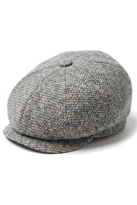 Gorra Baker Boy de 8 paneles, sombrero Shelby, lana tweed, gris claro clásico Razor