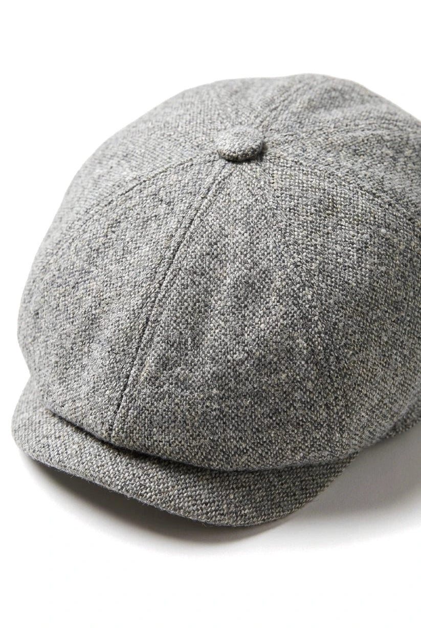 Gorra Baker Boy de 8 paneles, sombrero Shelby, lana tweed, gris claro clásico Razor