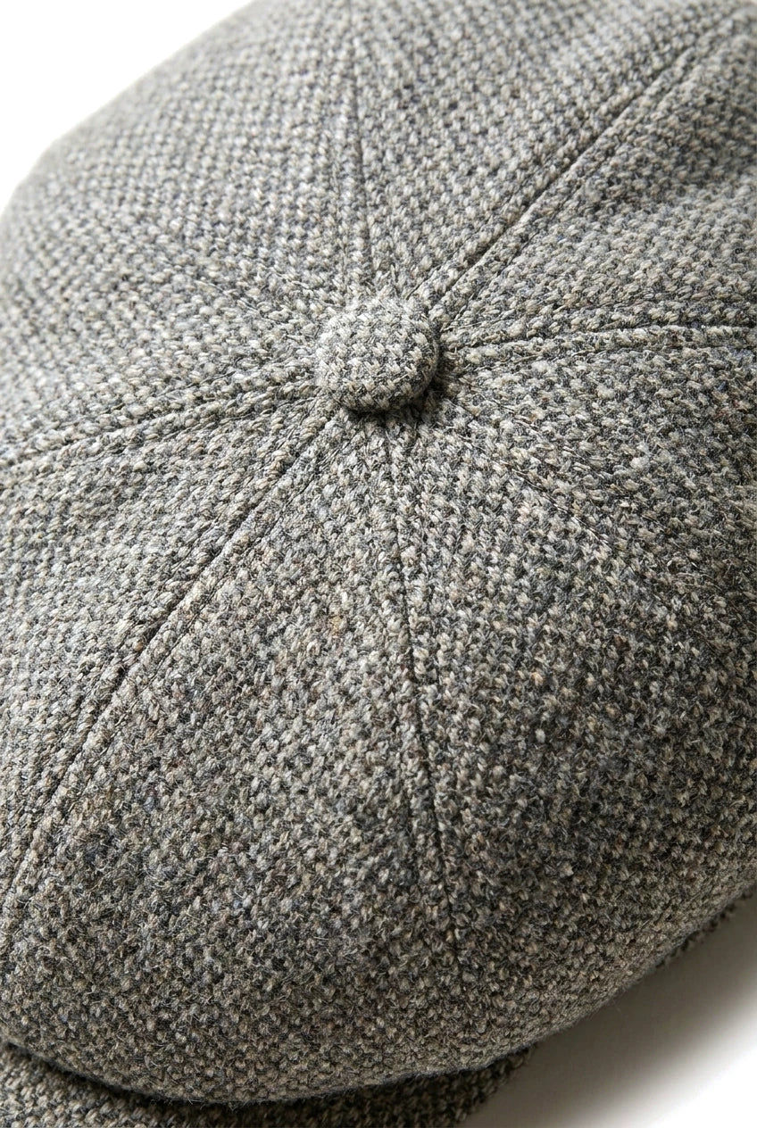 Gorra Baker Boy de 8 paneles, sombrero Shelby, lana tweed, gris claro clásico Razor