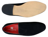 Zapatos mocasines de cuero sintético de gamuza para hombre, color negro, estilo casual elegante.