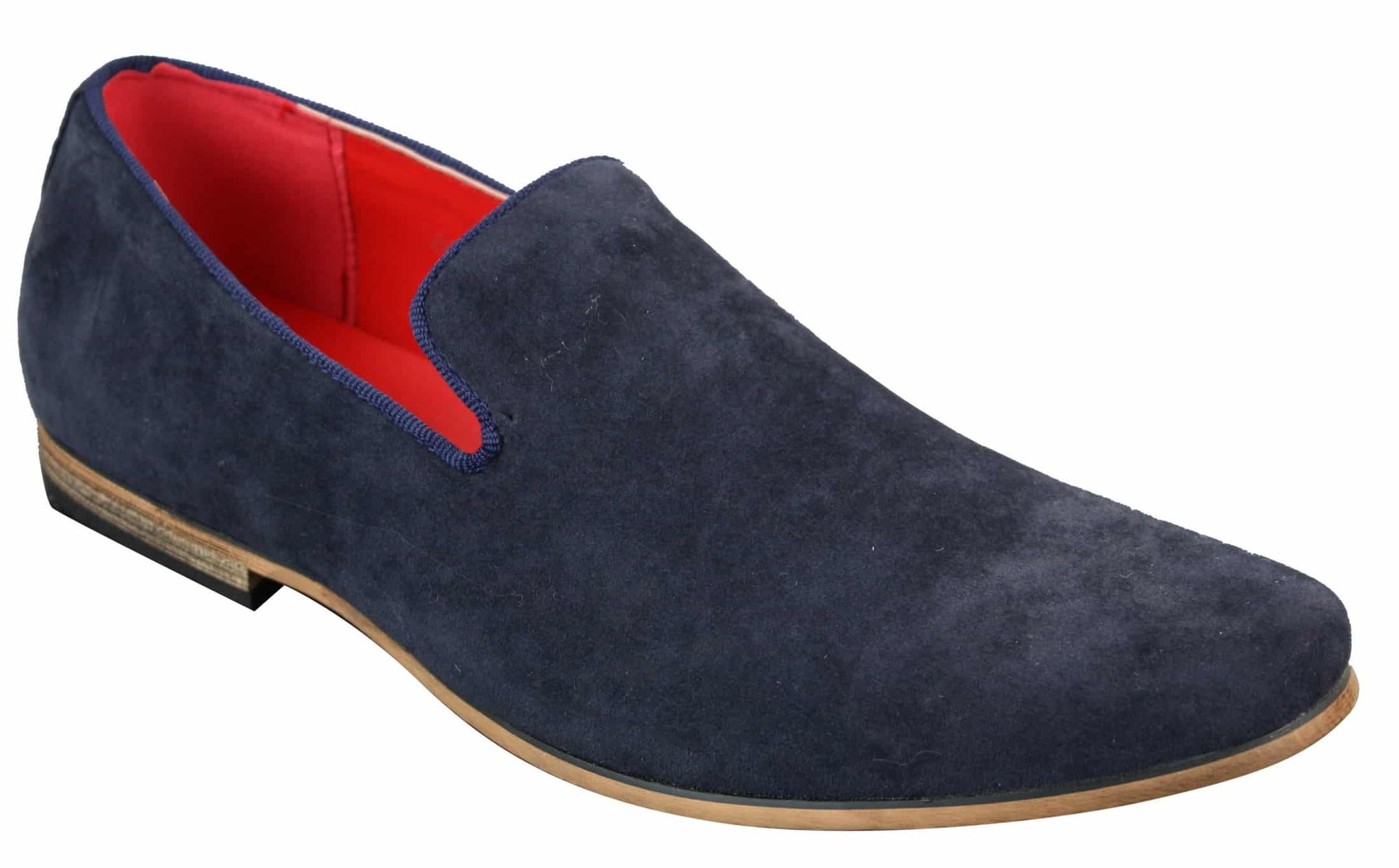 Zapatos mocasines de cuero sintético PU para hombre, color azul, estilo casual elegante.