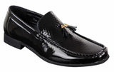 Zapatos de hombre negros de charol sin cordones con borlas