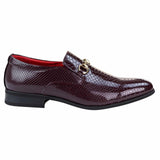 Zapatos de hombre de piel sintética con estampado de serpiente y charol - Vino