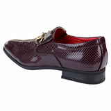 Zapatos de hombre de piel sintética con estampado de serpiente y charol - Vino