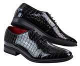 Zapatos de hombre de piel sintética estilo cocodrilo negra charol