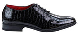 Zapatos de hombre de piel sintética estilo cocodrilo negra charol