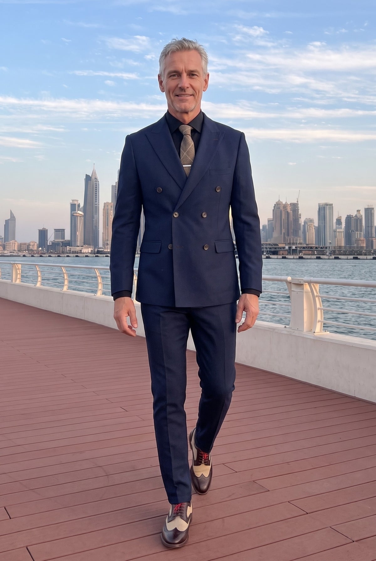 Look #638 styled with Mayfair - Traje de hombre azul marino de dos piezas con doble botonadura.
