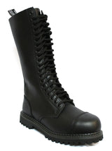 Botas militares unisex de cuero auténtico negras Ginders King Punk Rock Safety Steel Tone