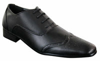 Zapatos de vestir formales de piel sintética negra con cordones para hombre Gio Gino 907001, estilo Gatsby italiano clásico.