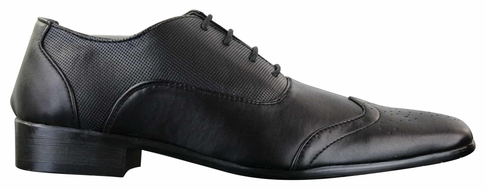 Zapatos de vestir formales de piel sintética negra con cordones para hombre Gio Gino 907001, estilo Gatsby italiano clásico.