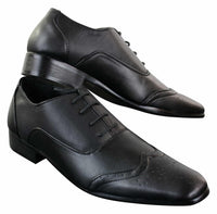 Zapatos de vestir formales de piel sintética negra con cordones para hombre Gio Gino 907001, estilo Gatsby italiano clásico.