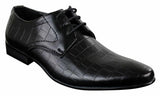 Zapatos de hombre de piel sintética con cordones, de color negro, marrón y cocodrilo, con punta elegante.