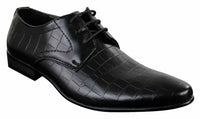 Zapatos de hombre de piel sintética con cordones, de color negro, marrón y cocodrilo, con punta elegante.