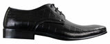 Zapatos de hombre de piel sintética con cordones, de color negro, marrón y cocodrilo, con punta elegante.
