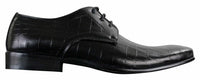 Zapatos de hombre de piel sintética con cordones, de color negro, marrón y cocodrilo, con punta elegante.
