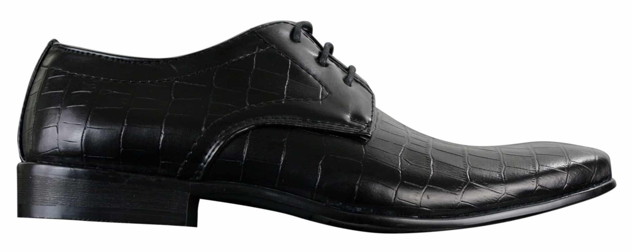 Zapatos de hombre de piel sintética con cordones, de color negro, marrón y cocodrilo, con punta elegante.