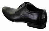 Zapatos de hombre de piel sintética con cordones, de color negro, marrón y cocodrilo, con punta elegante.