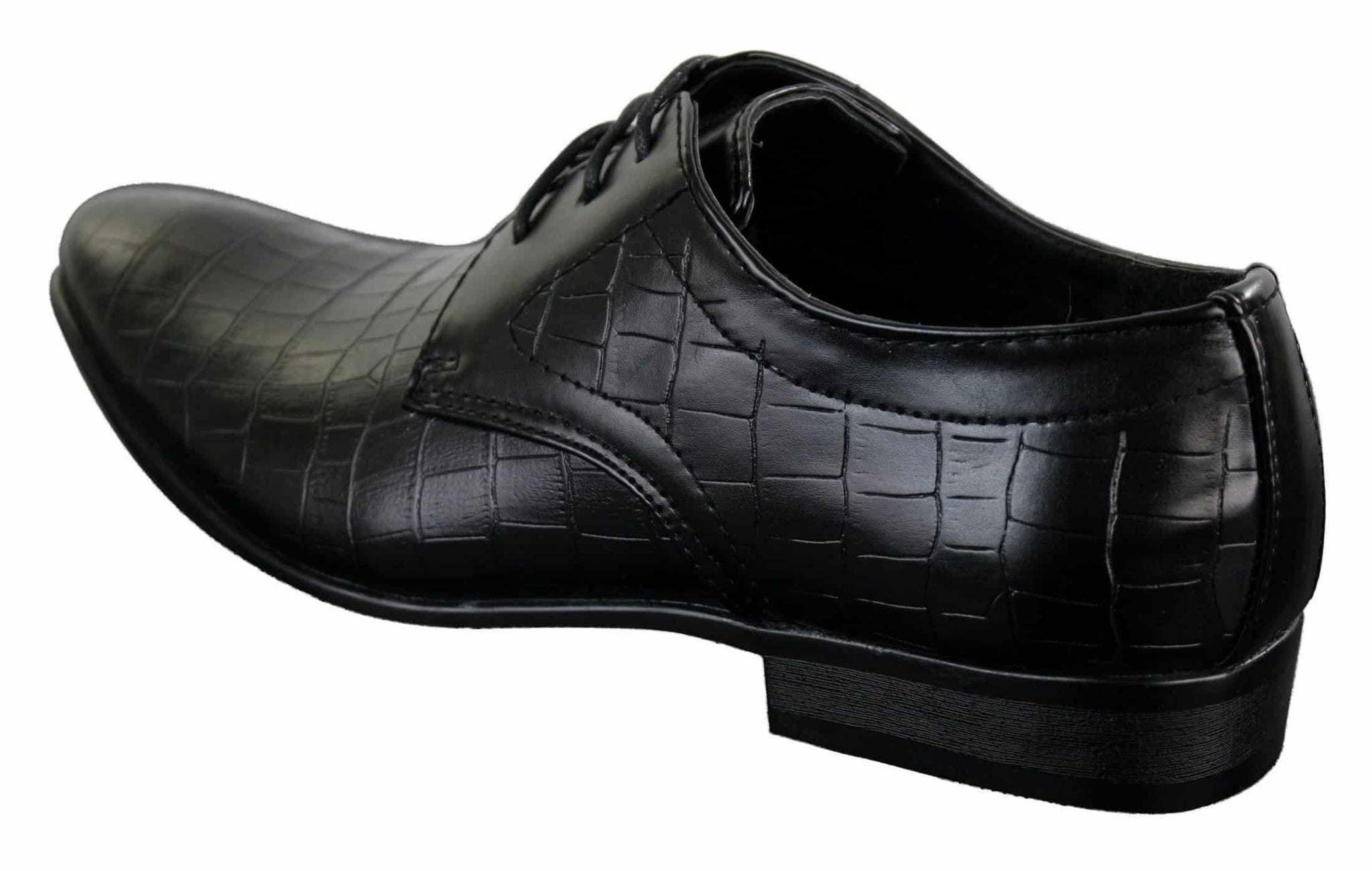 Zapatos de hombre de piel sintética con cordones, de color negro, marrón y cocodrilo, con punta elegante.