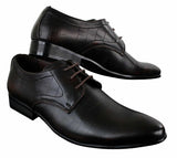 Zapatos de hombre de piel sintética con cordones, de color negro, marrón y cocodrilo, con punta elegante.