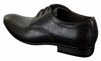 Zapatos de hombre de piel sintética con cordones, de color negro, marrón y cocodrilo, con punta elegante.
