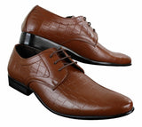 Zapatos de hombre de piel sintética con cordones, de color negro, marrón y cocodrilo, con punta elegante.