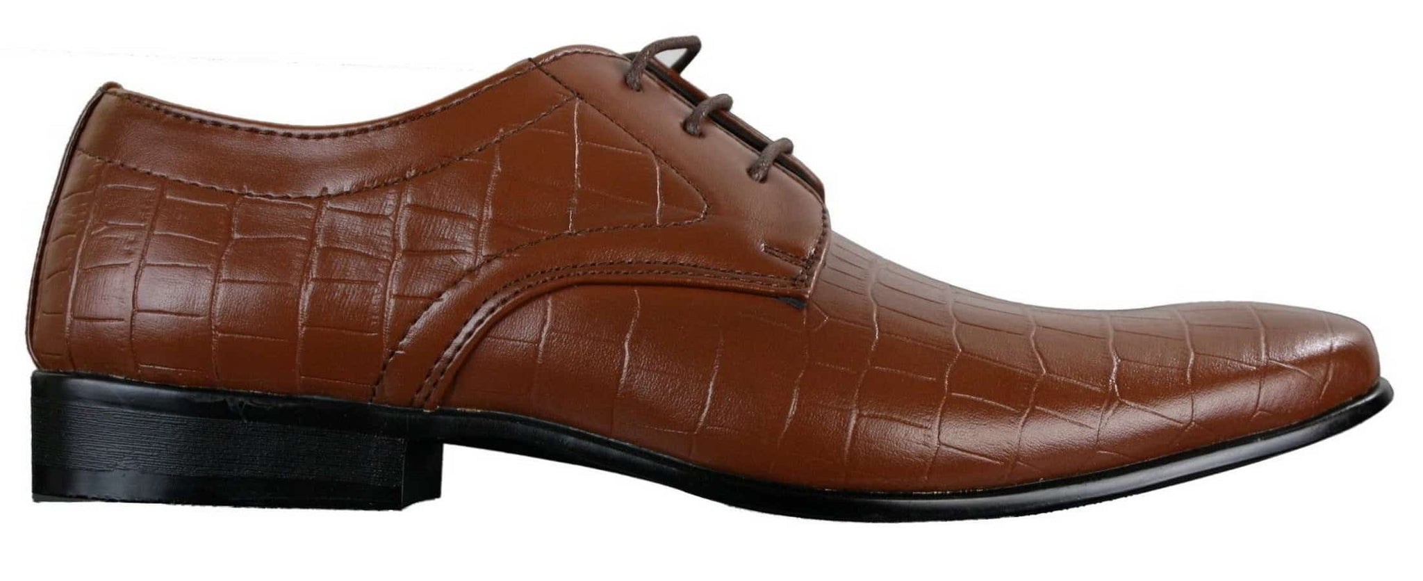 Zapatos de hombre de piel sintética con cordones, de color negro, marrón y cocodrilo, con punta elegante.