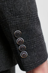 Traje de tres piezas para hombre, negro, con estampado de cuadros Glen.