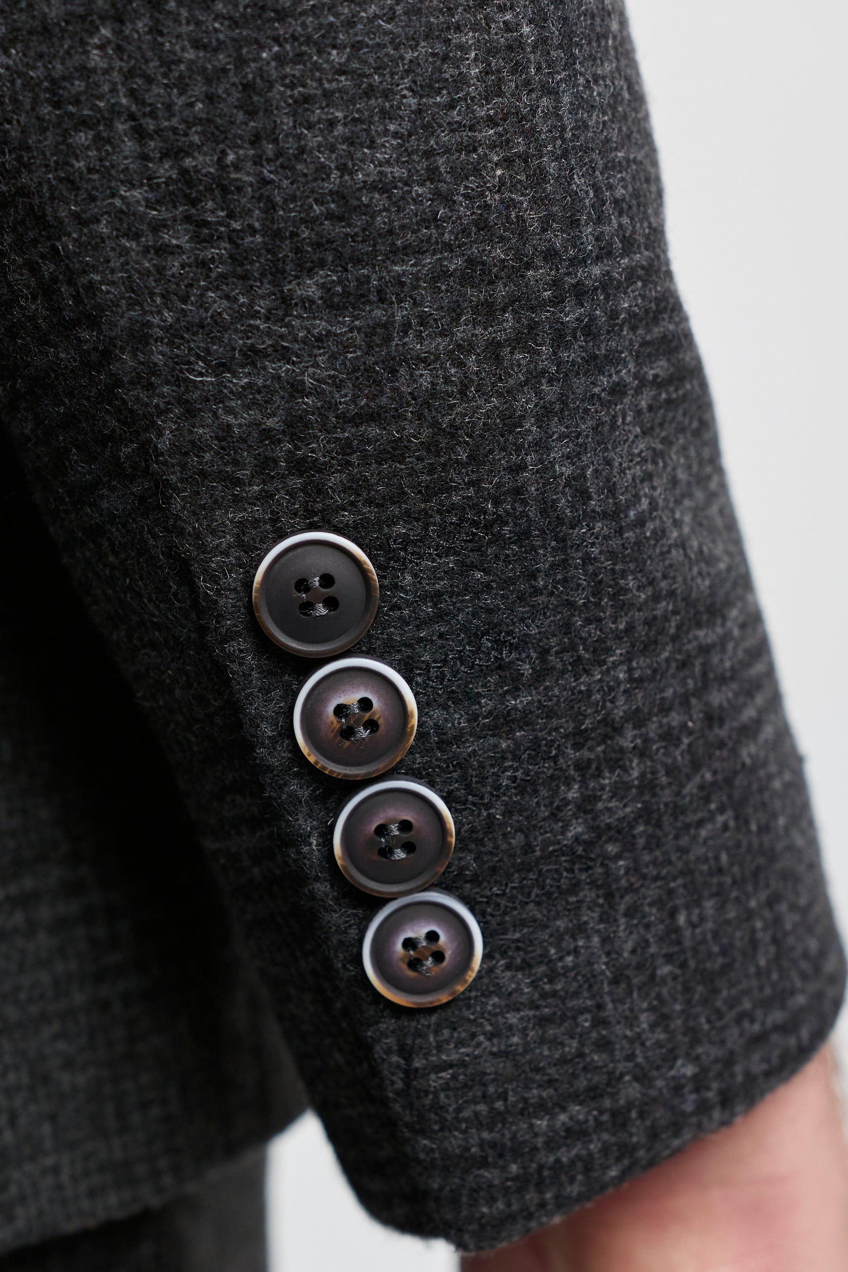 Traje de tres piezas para hombre, negro, con estampado de cuadros Glen.