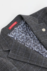 Traje de tres piezas para hombre con estampado de cuadros escoceses grises