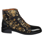 Adam - Botines Oxford de piel con estampado floral para hombre, color negro.