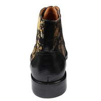 Adam - Botines Oxford de piel con estampado floral para hombre, color negro.