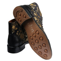 Adam - Botines Oxford de piel con estampado floral para hombre, color negro.