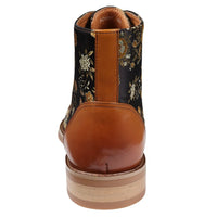 Adan - Botines Oxford de piel marrón con estampado floral para hombre