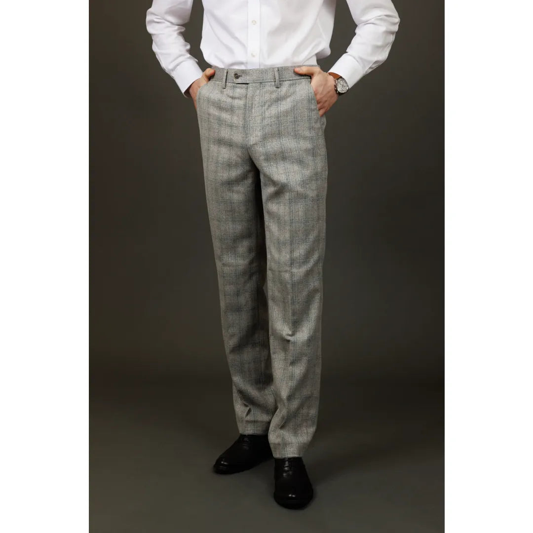 Andrew - Pantalones grises a cuadros para hombre