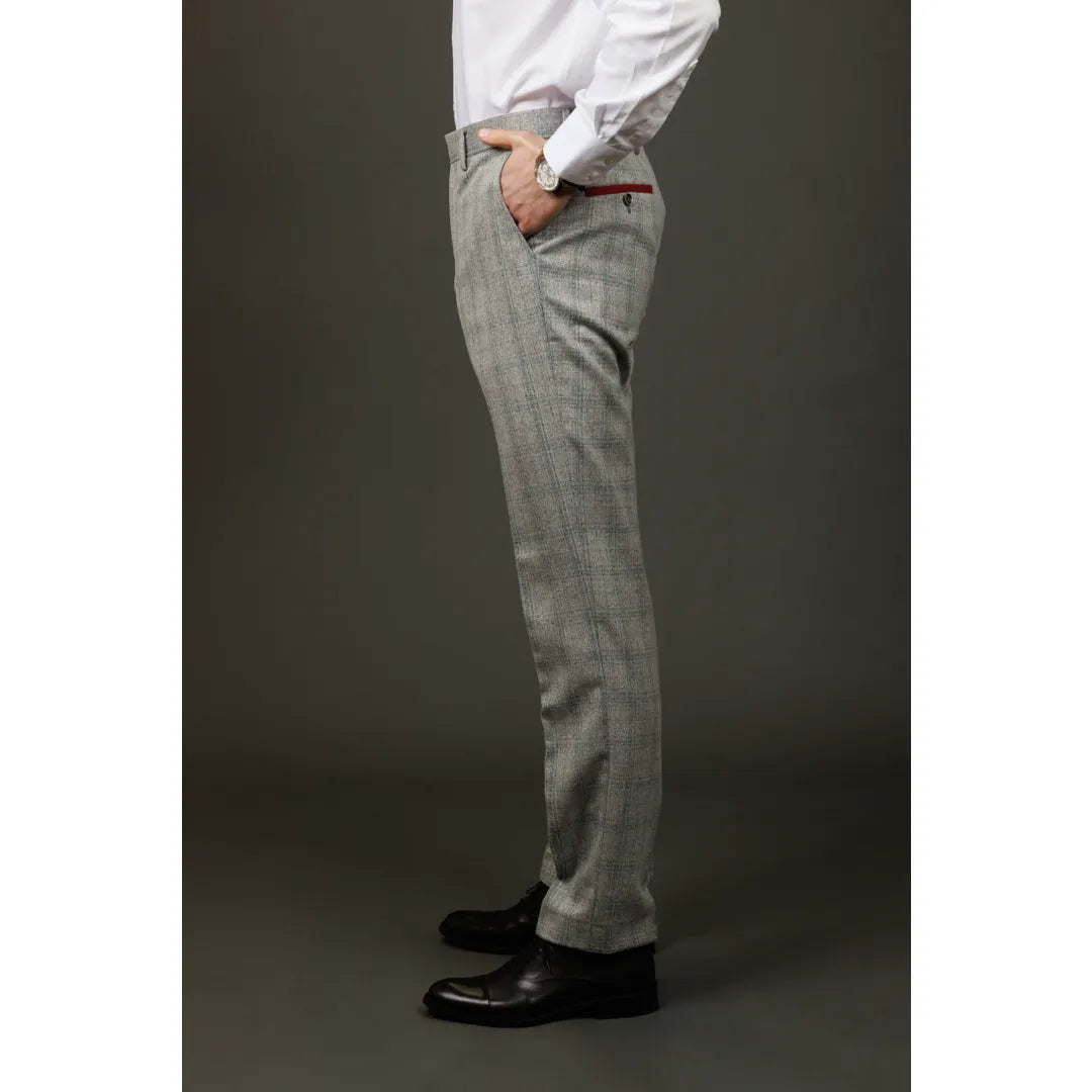 Andrew - Pantalones grises a cuadros para hombre