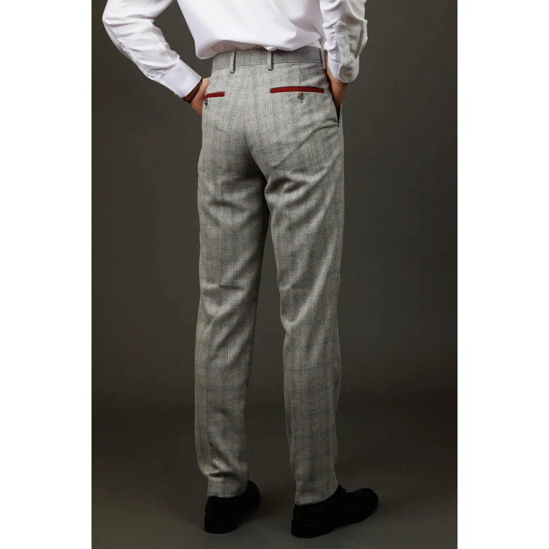 Andrew - Pantalones grises a cuadros para hombre