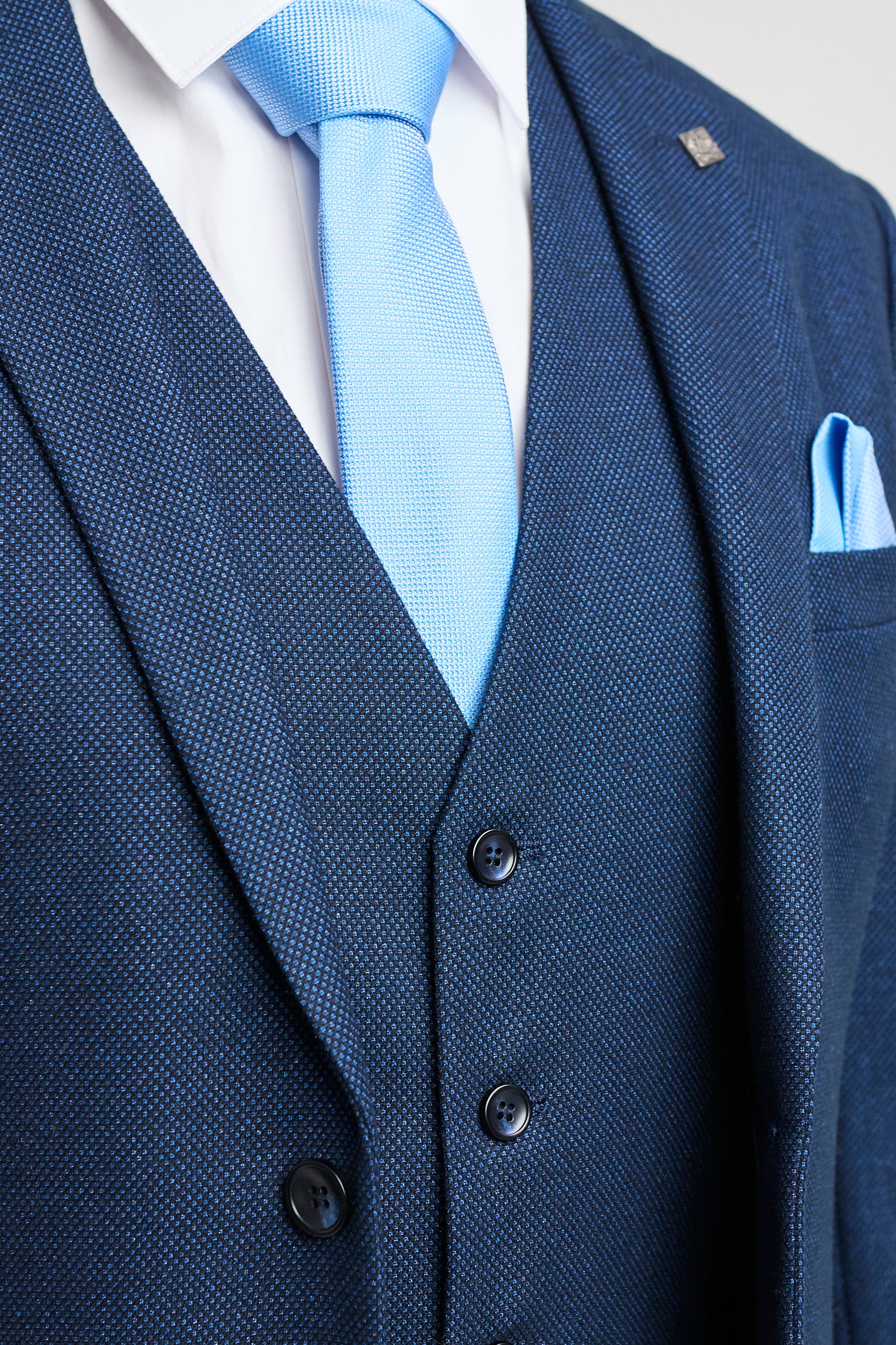 Traje de hombre azul marino de 3 piezas, traje de ojo de perdiz, boda, graduación, formal, elegante y clásico.