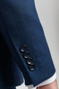 Traje de hombre azul marino de 3 piezas, traje de ojo de perdiz, boda, graduación, formal, elegante y clásico.