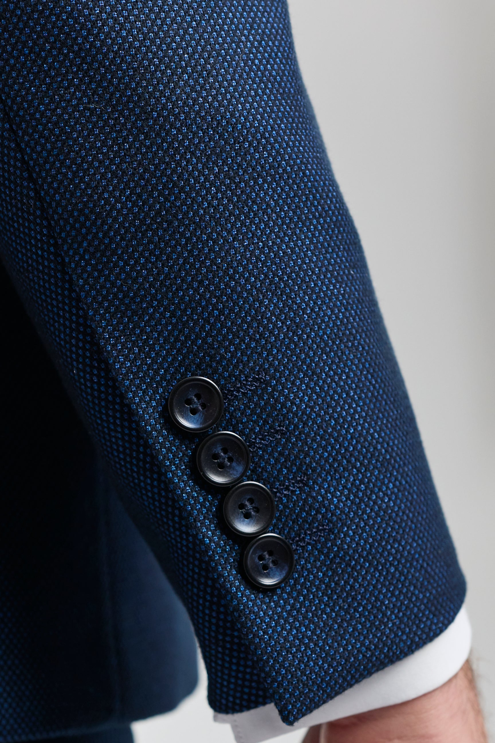 Traje de hombre azul marino de 3 piezas, traje de ojo de perdiz, boda, graduación, formal, elegante y clásico.