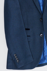 Traje de hombre azul marino de 3 piezas, traje de ojo de perdiz, boda, graduación, formal, elegante y clásico.