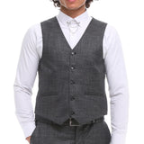 Traje de hombre de 3 piezas, gris y marrón a cuadros, corte entallado, para bodas, graduaciones y carreras de caballos.
