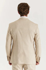Belmont - Traje clásico de tres piezas para hombre, color beige, con solapa cosida.