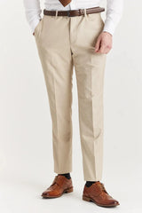 Belmont - Traje clásico de tres piezas para hombre, color beige, con solapa cosida.