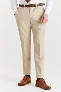Belmont - Traje clásico de tres piezas para hombre, color beige, con solapa cosida.